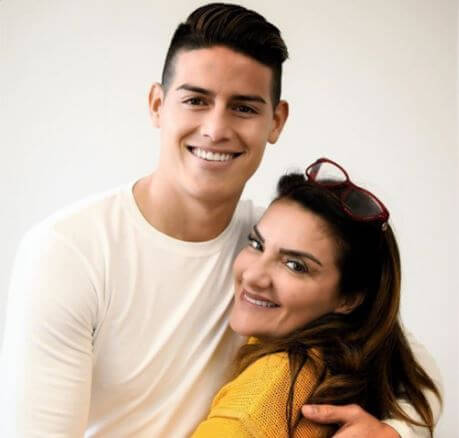 Maria Del Pilar Rubio with her son, James Rodriguez.